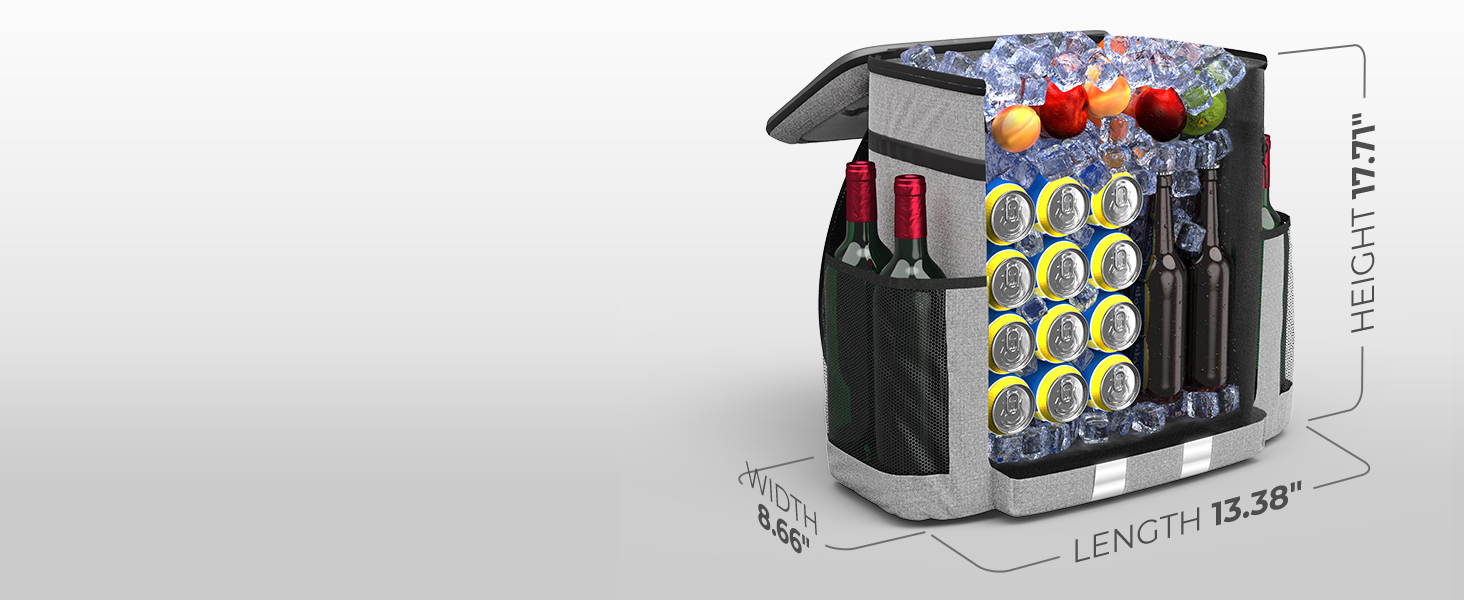 Fit a variety of foods, drinks, ice, snacks, beach accessories, and personal items with ease