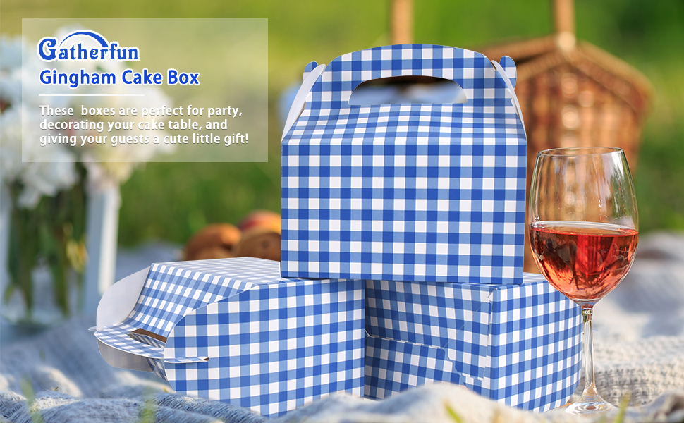 blue gingham gift boxes
