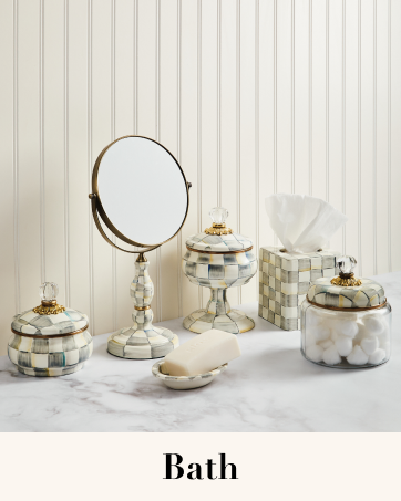 Sterling Check, bath, Squashed Pot, Mirror, Tissue Box, soap dish