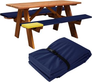 Hudson Comfort Picnic Bench Cushion – Outdoor Picnic Table Seat Cushion for Picnic Bench - Waterproof 600 Oxford Cloth with PVC Filling – High Density Sponge - 72x12x1 Inches - Set of 2 (Navy Blue)