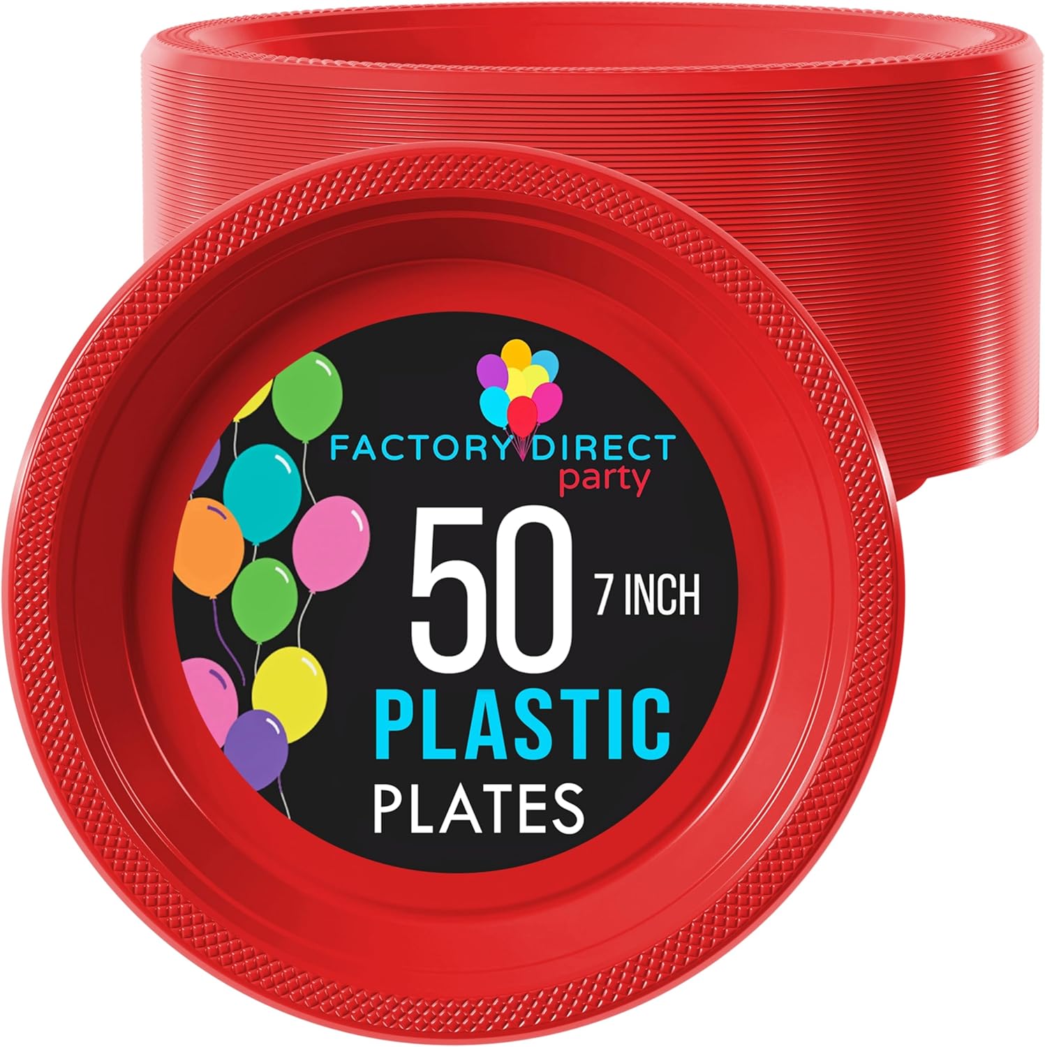 Exquisite Party Solids Red Plastic Plates For Party Supplies 7" Red Disposable Plates Heavy Duty 50 Pcs Plastic Dinnerware Sets Heavy Duty 350 GSM Disposable Dinnerware Set