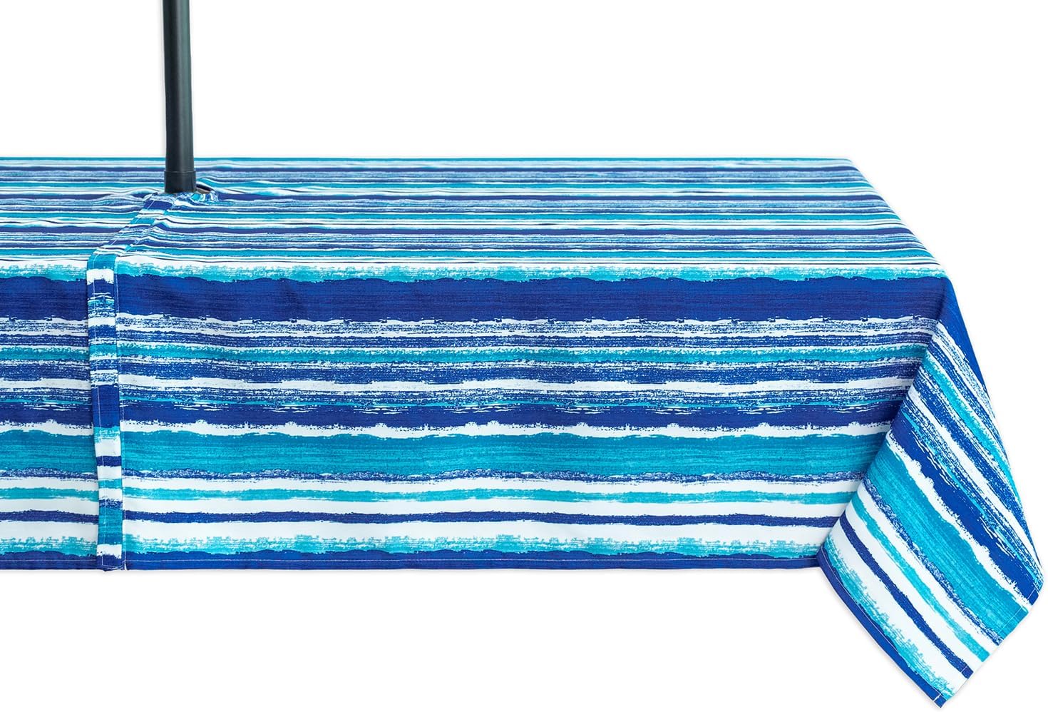 YiHomer Indoor Outdoor Tabletop for Spring Summer Decorations, Picnics and Dinner Parties - Stain and Water Resistant, Crayon Art (Ocean), Zipper Tablecloth, 60 x 84 Rectangle with Umbrella Hole