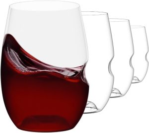 govino The original shatterproof wine glass – reusable, dishwasher safe, BPA-free, durable, crystal clear stemless red wine glasses for indoor, outdoor and everyday use | 16 oz. Each | Set of 4.