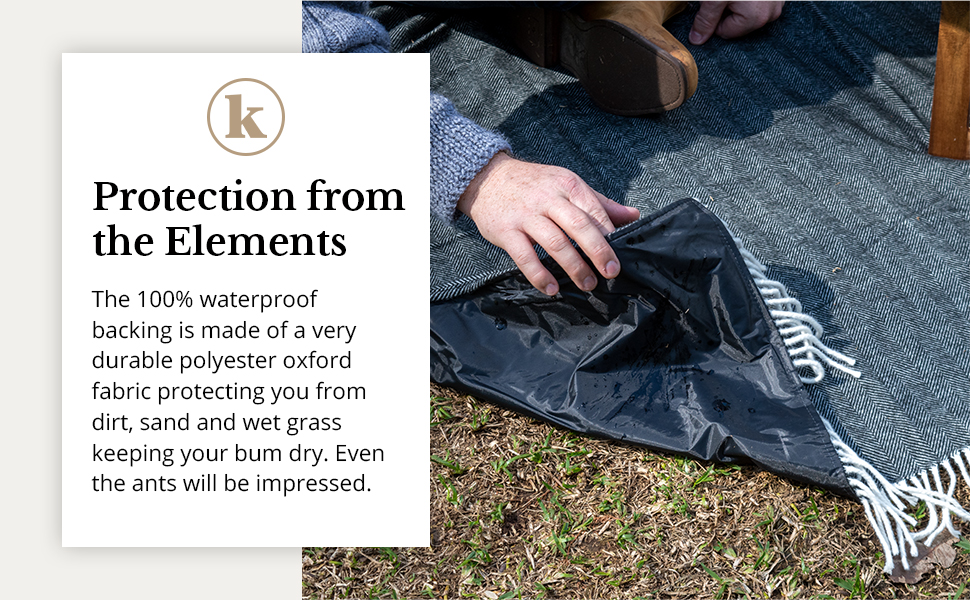 Komorebi Herringbone Picnic Blanket Grey