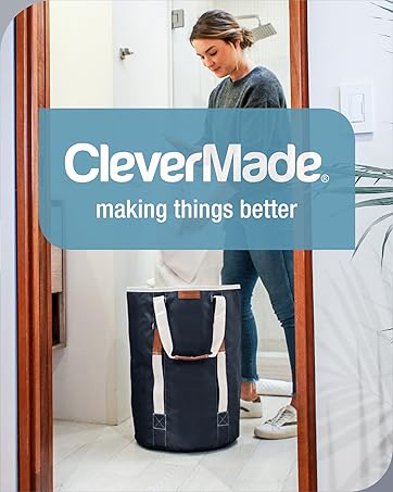 Collapsible laundry tote, 58L foldable basket with strong handles for small space organization