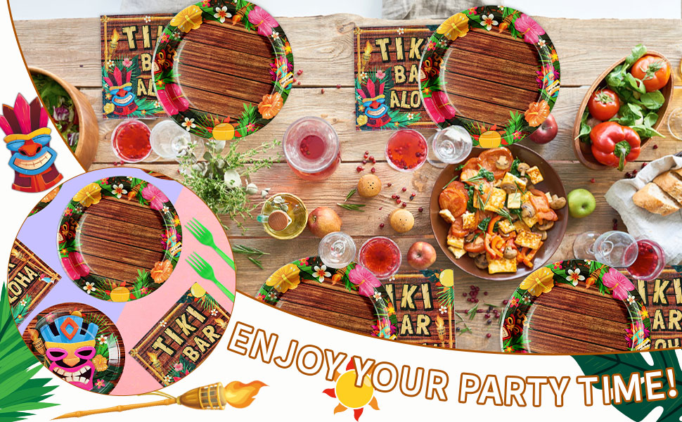 hawaiian plates and napkins party supplies