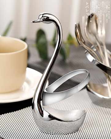 Swan Base Holder with 10 pcs 5‘’ dessert fork set