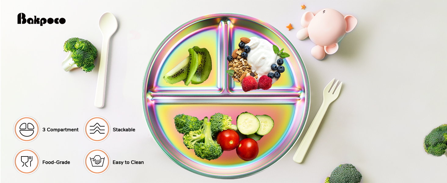 stainless steel kids plates
