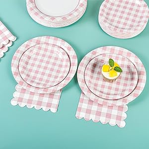 Pink Gingham Plate
