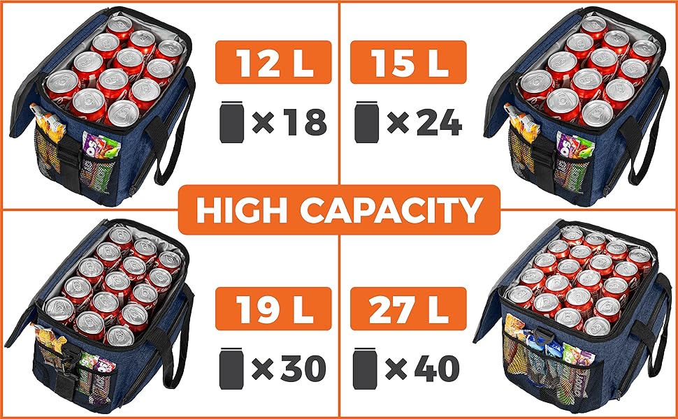 large soft cooler bag insulated lunch box thermal men women adult picnic work school kids