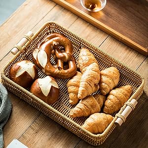 Rectangular Baskets with Wooden Handles