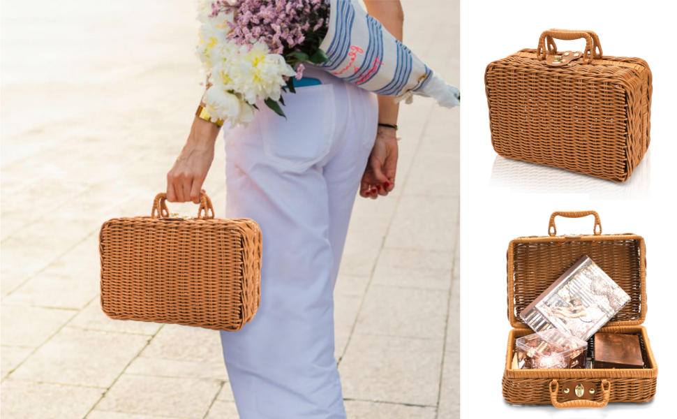 Wicker Suitcase Basket