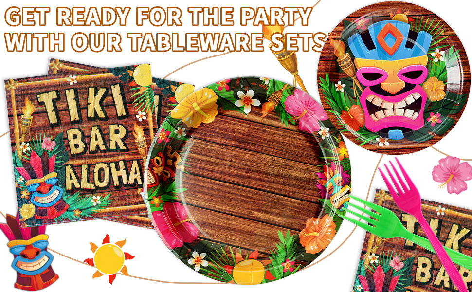luau plates and napkins party supplies