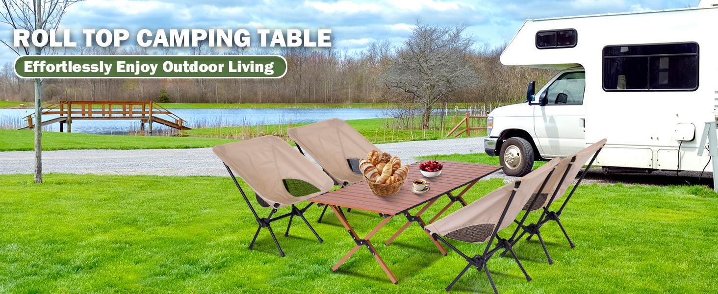 Roll top camping table