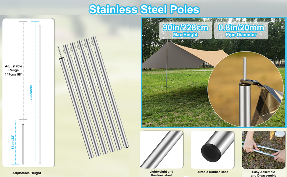 camping tarp tent poles