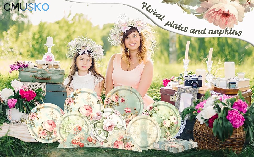 Vintage Floral Paper Plates