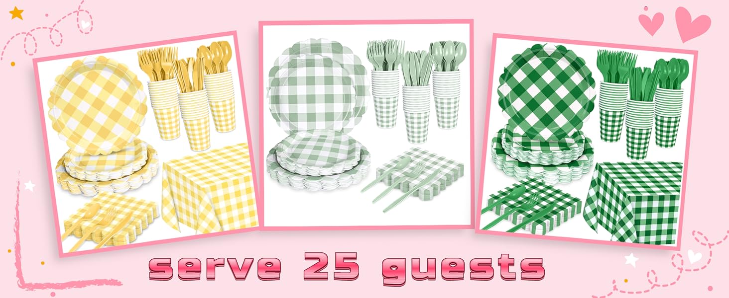 Pink Plaid Party Supplies