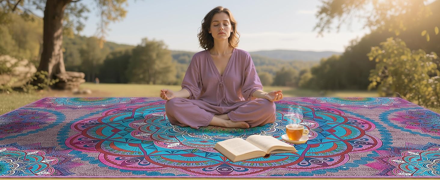 Meditation Mandala Pattern Indoor Outdoor Rug