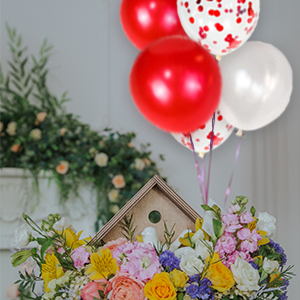 white and red latex balloons for baby shower