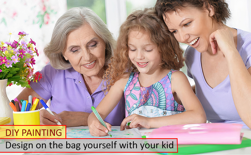 DIY Do It Your Self Painting on Big Canvas Tote Bag