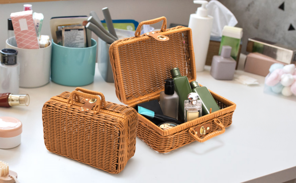 Wicker Suitcase Basket