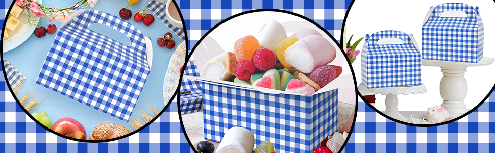 blue gingham gift boxes