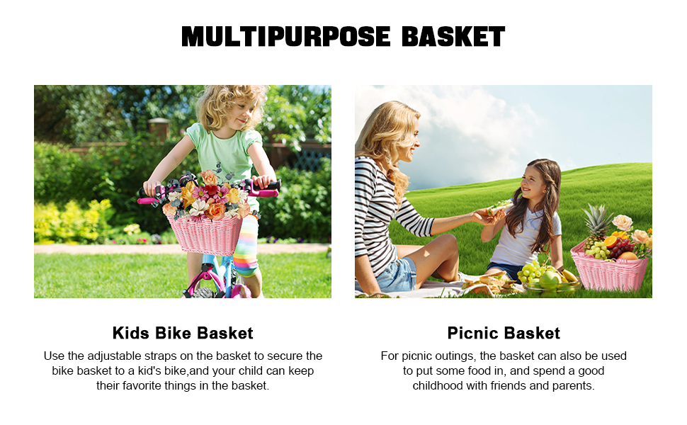 Picnic Basket with Handles Small Woven Wicker for Kid Garden Harvest Rattan