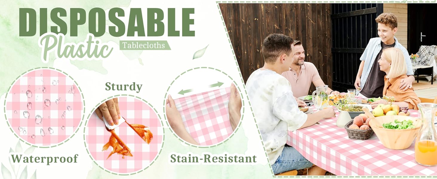 Pink and White Checkered Table Cloth