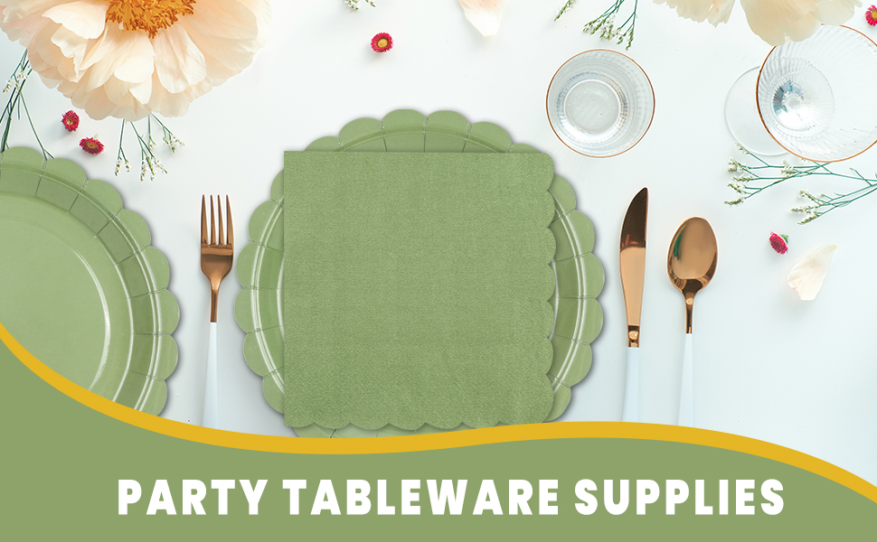 Sage Green paper plates and napkins