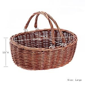 Double Live Handle Brown Carrying Basket