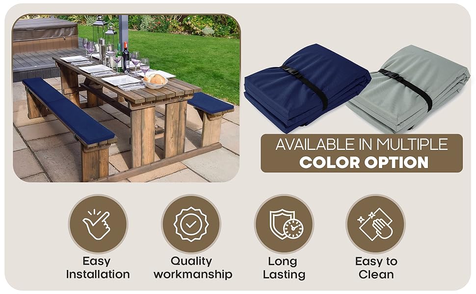 outdoor picnic table bench cushions padded pads 72 inch seat covers