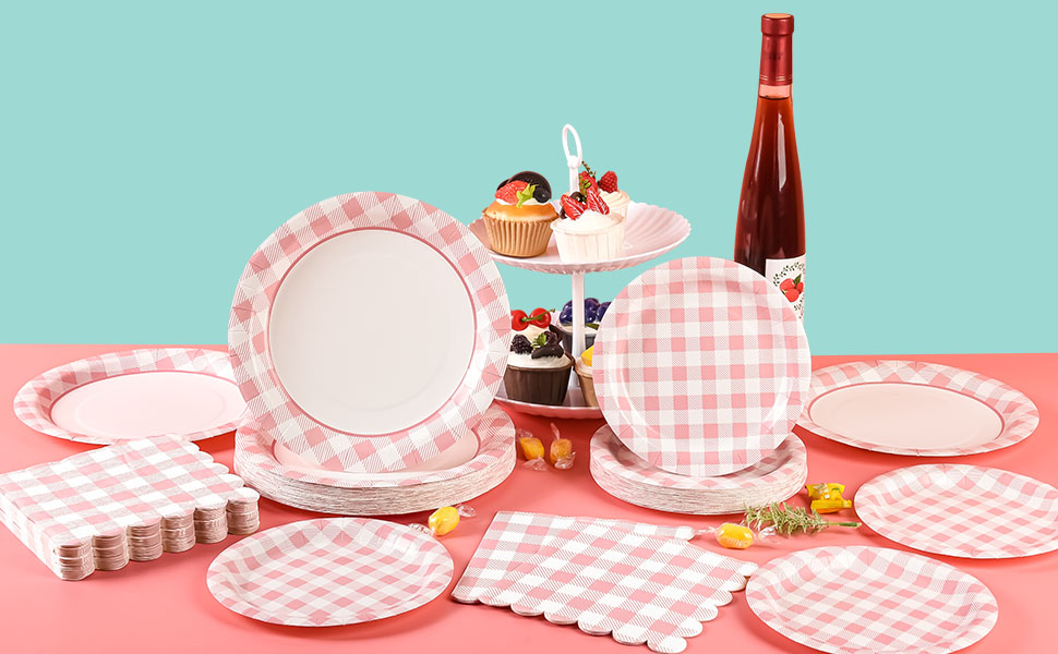 Pink Gingham Plate