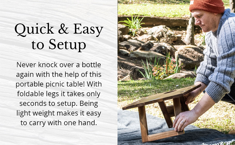 Komorebi Portable Folding Wine and Champagne Picnic Table