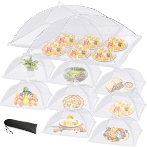 10 PACK Mesh Food Covers for Outside, Food Covers Outdoors Pop-up Food Tents 2 Extra Large (40"x24") & 8 Large (17"x17") for Picnic, Camping Supplies