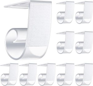 10 PCS Picnic Table Clips for Tablecloth, Plastic Table Skirt Clamps Hook and Loop Tablecloth Holders Fasteners for 1.5-2 Inch Tables, Ideal for Indoor and Outdoor Party Events