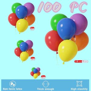 100pcs Macaron Rainbow Balloons Garland Arch Kit 18"12"10"5" Different Sizes Latex Colorful Party Balloons for Birthday Party Festival Wedding Engagement Anniversary Christmas Decoration
