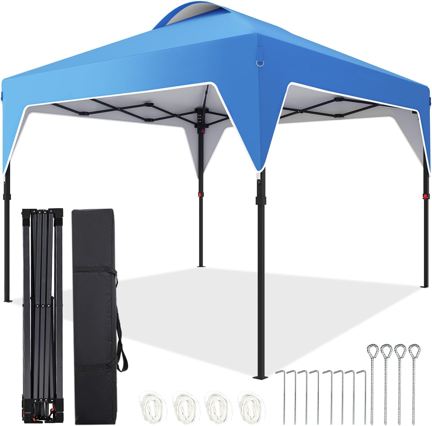 10x10 FT Pop Up Canopy, Instant Outdoor Canopy Tent with Carrying Bag, 3 Adjustable Heights - Portable for Event, Parties, Camping and More Outdoor Activities