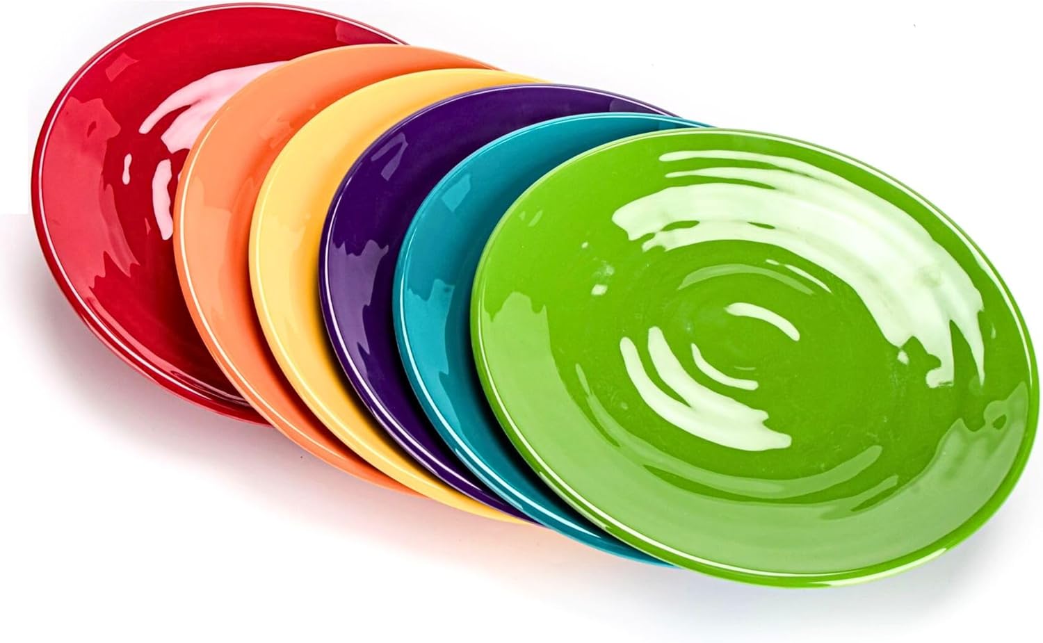 11-Inch Melamine Plates (Set of 6) - Unbreakable and Reusable Plastic Dinnerware with Ceramic Feel, Stackable and Dishwasher-Safe - Versatile for All Meals (Multicolor)