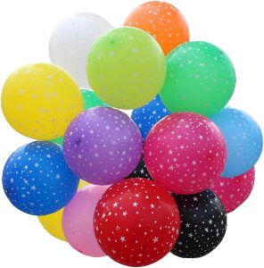 12 Inch Printed Star Multicolor Balloons, 50 Pcs Assorted Colors Latex Balloon for Happy Birthday Party Festival Wedding Anniversary Decoration Baby Shower Party Supplies