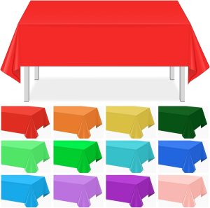 12 Pack Assorted Color Plastic Tablecloth Disposable Plastic Rainbow Tablecloth Colorful Rectangle Table Covers for Rainbow Party Birthday Wedding Picnic Home Party Decorations,12 Color, 54 x 108 Inch