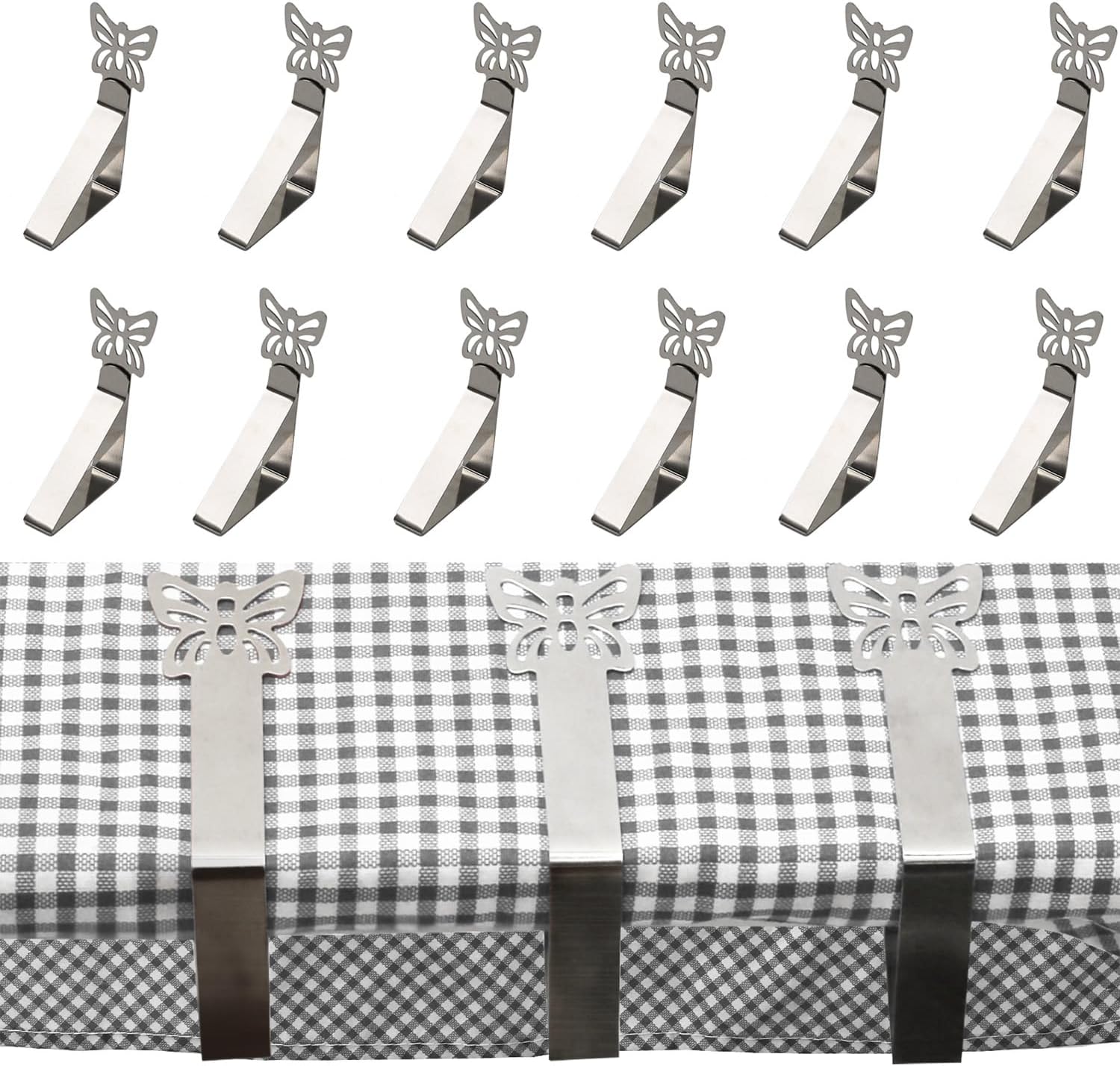 12 Pack Tablecloth Clips，Butterfly Picnic Table Cloth Holder Clip Indoor,Heavy Duty Picnic Table Clips for Party Wedding Home Restaurant Camping Accessories (12)
