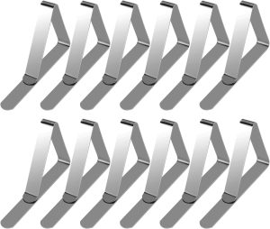 12 Pcs Picnic Tablecloth Clips for Outdoor Tables, Premium Table Cloth Clip Holders, Thick Picnic Table Clips for Dining Tables, Metal Table Cloth Holding Clip, Cover Clamps for Tablecloths HAHAYOO