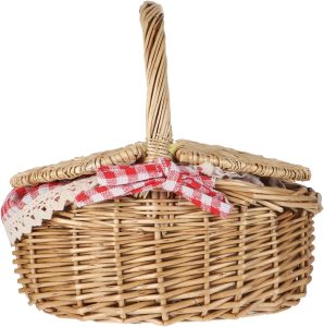1Pc Hand Woven Retro Style Basket Versatile Fruit Vegetable and Bread Organizer for Home Decor Outdoor Picnics Natural Material for Storage and Display