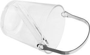1set Portable Stainless Steel and Glass Ice Bucket with Handle and Tongs for Beer Wine and Cocktail Chilling at Parties Bars Ktvs and Picnics