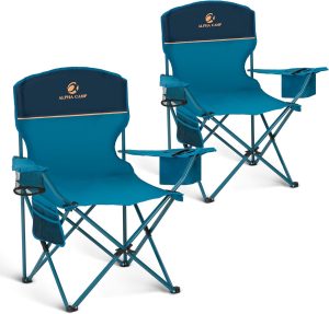 2 Pack Portable Camping Chair for Adults, Folding Outdoor Camp Chair Lightweight Lawn Chairs Folding Collapsible Chair for Camping, Tailgates, Beach, Blue, Support 250 lbs