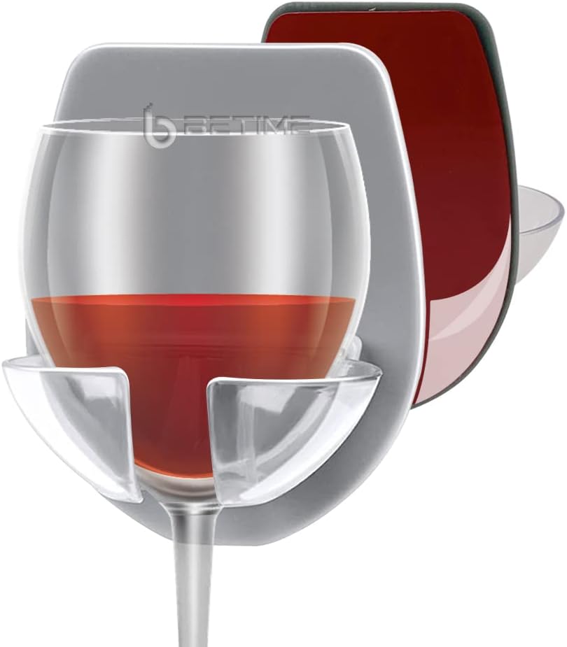 2 Pack Wine Accessories for Women: Wine Glass Cup Holders (Pack of 2), Red, Glass