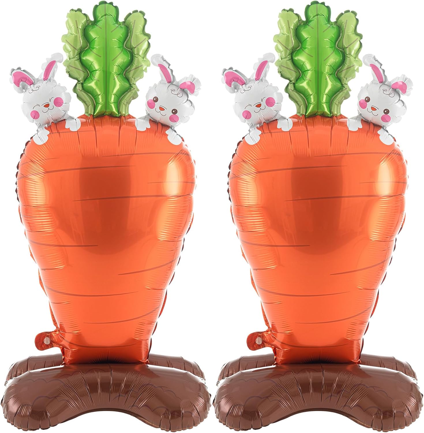 2 Pcs 46.9 Inch Jumbo Easter Balloons Carrot Shaped Foil Balloons with Base Standing for Birthday Party Easter Baby Shower Animal Picnic Cooking Party Decoration