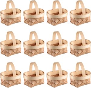 24PCS Mini Woven Baskets with Handles for Party Favors Crafts Decor, Small Woven Baskets for Wedding Party Favor Farmhouse Decor