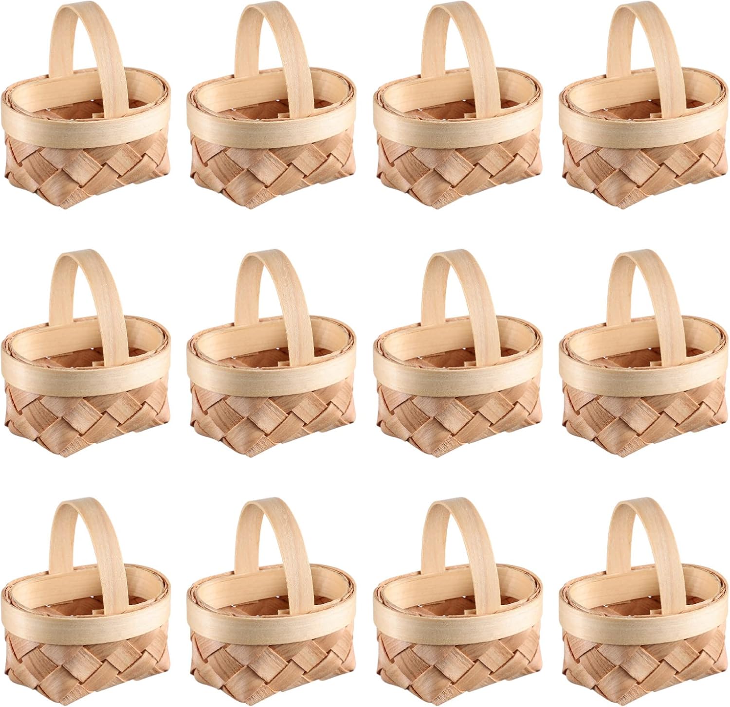 24PCS Mini Woven Baskets with Handles for Party Favors Crafts Decor, Small Woven Baskets for Wedding Party Favor Farmhouse Decor