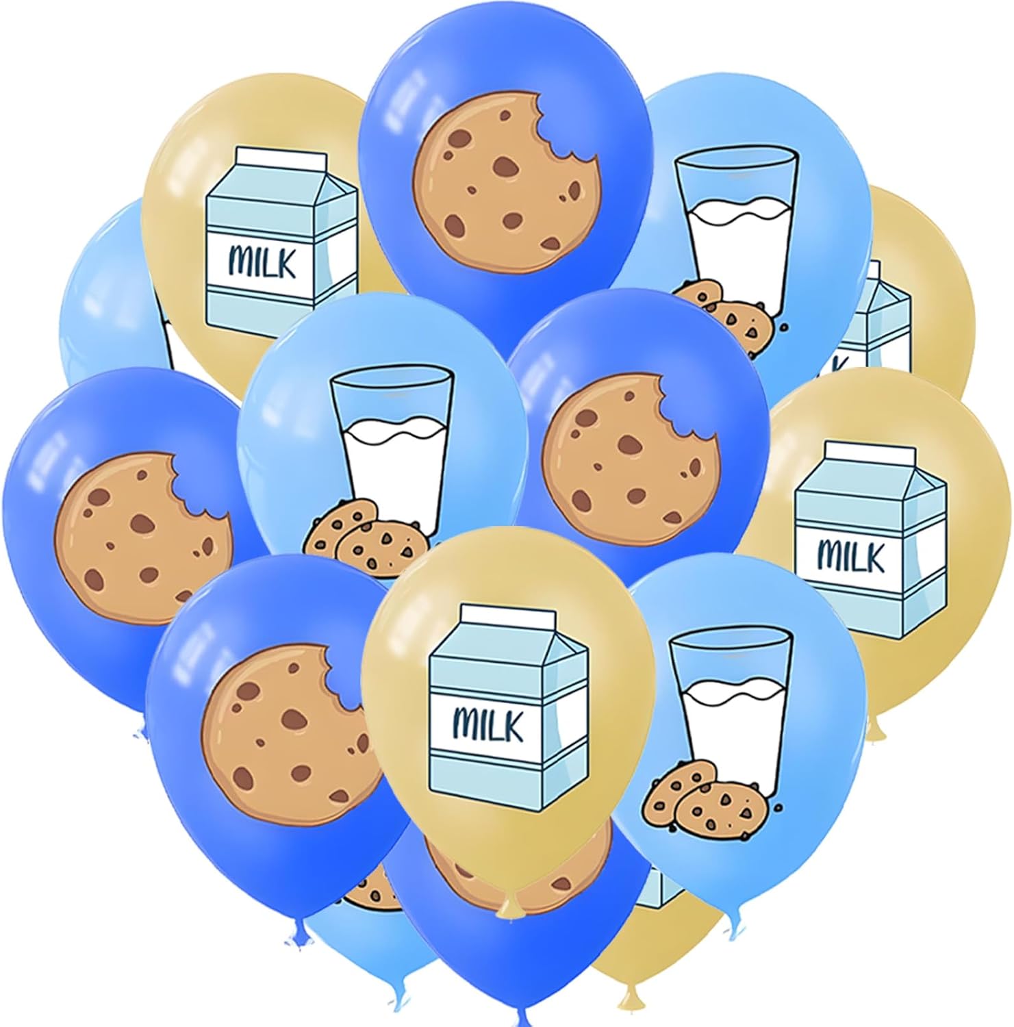 24pcs 12” Milk and Cookie Balloons Milk Balloons for Milk and Cookies Birthday Party Chocolate Chip Cookies and Milk Drinks Party Breakfast Lunch Party Kids Birthday Baby Shower Decorations